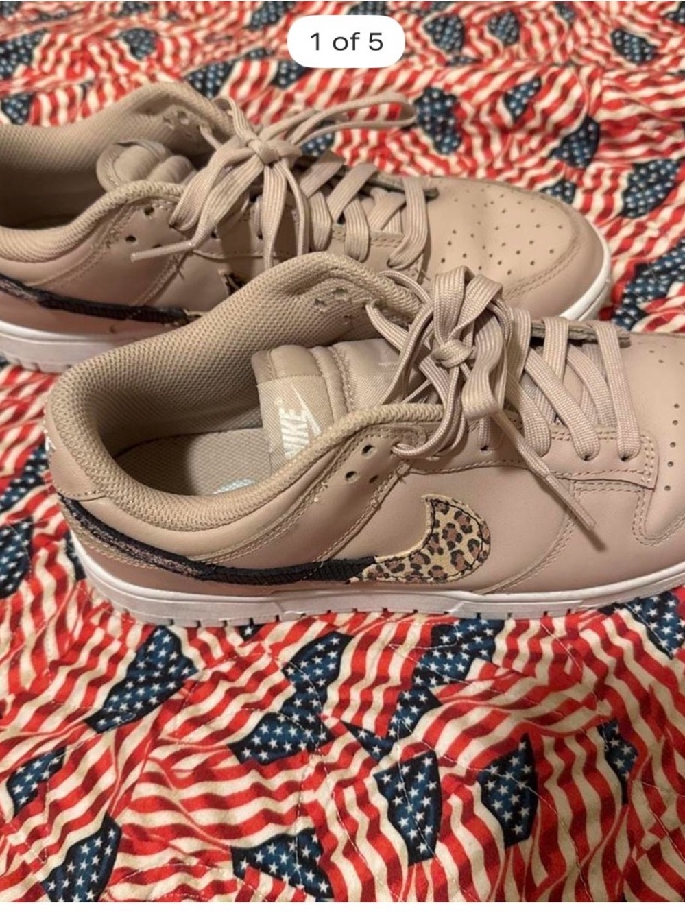 Nike Women’s Taupe Low-Top Sneakers with Leopard Swoosh